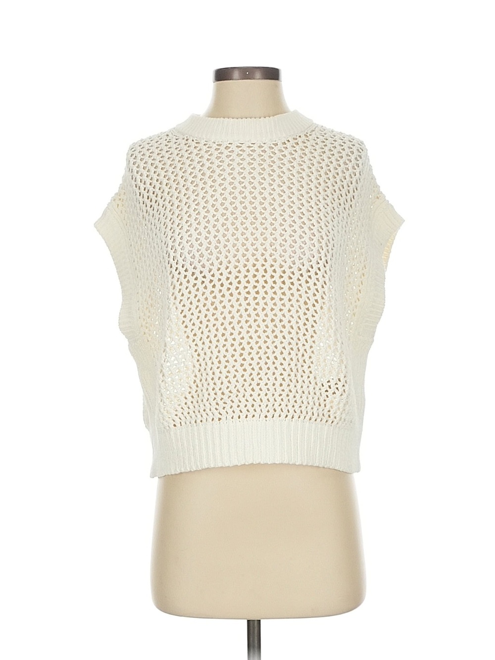Madewell Cream Open-Weave Sleeveless Knit Top